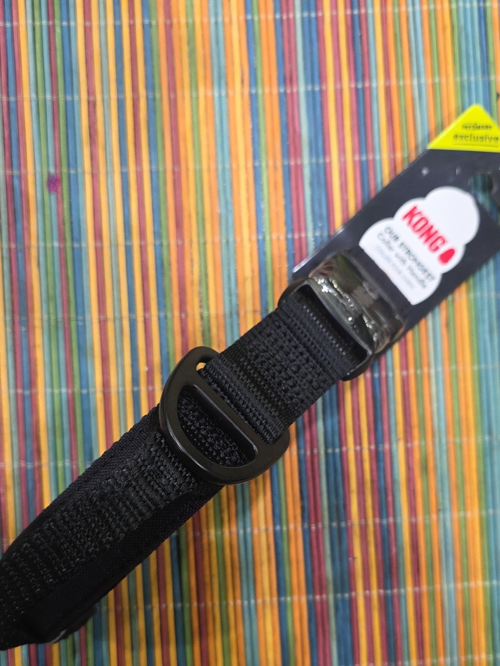 Kong Black Adjustable Nylon Dog Collar with Metal D-Ring Handle For Control Nwt